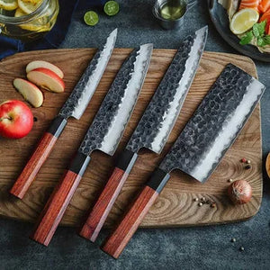 The Prometheus Custom Handmade 4 Pieces Chef Knife Set & Leather Roll