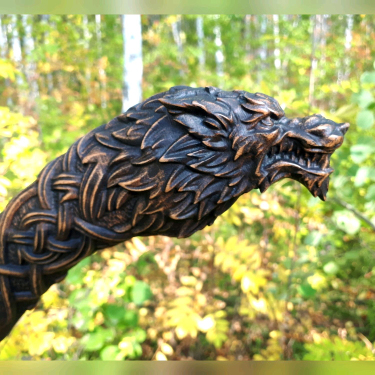 Custom Handmade Carbon Steel wolf Wood Handle Viking Axe Best Camping Hatchet