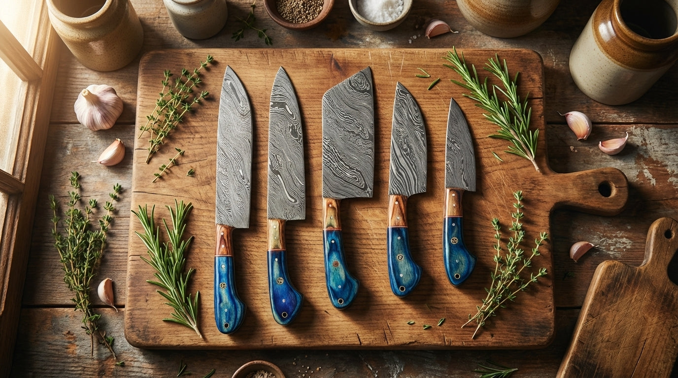 Hand Forged 67 Layers 5 Pieces Kitchen Knife Set & Leather Roll