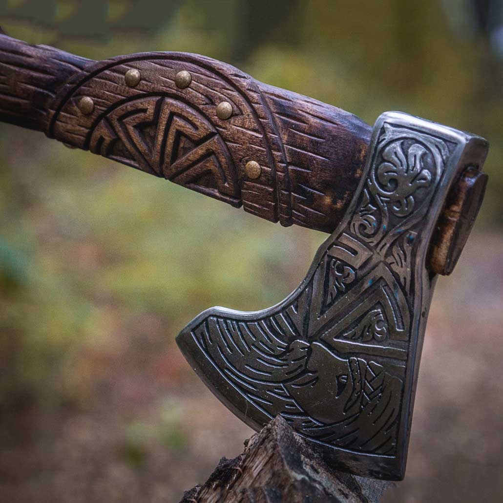 Classic Medieval Viking Axe Best Celtic Wood Carving Viking Axe | Birthday Gift, Wedding Gift, Christmas Gift