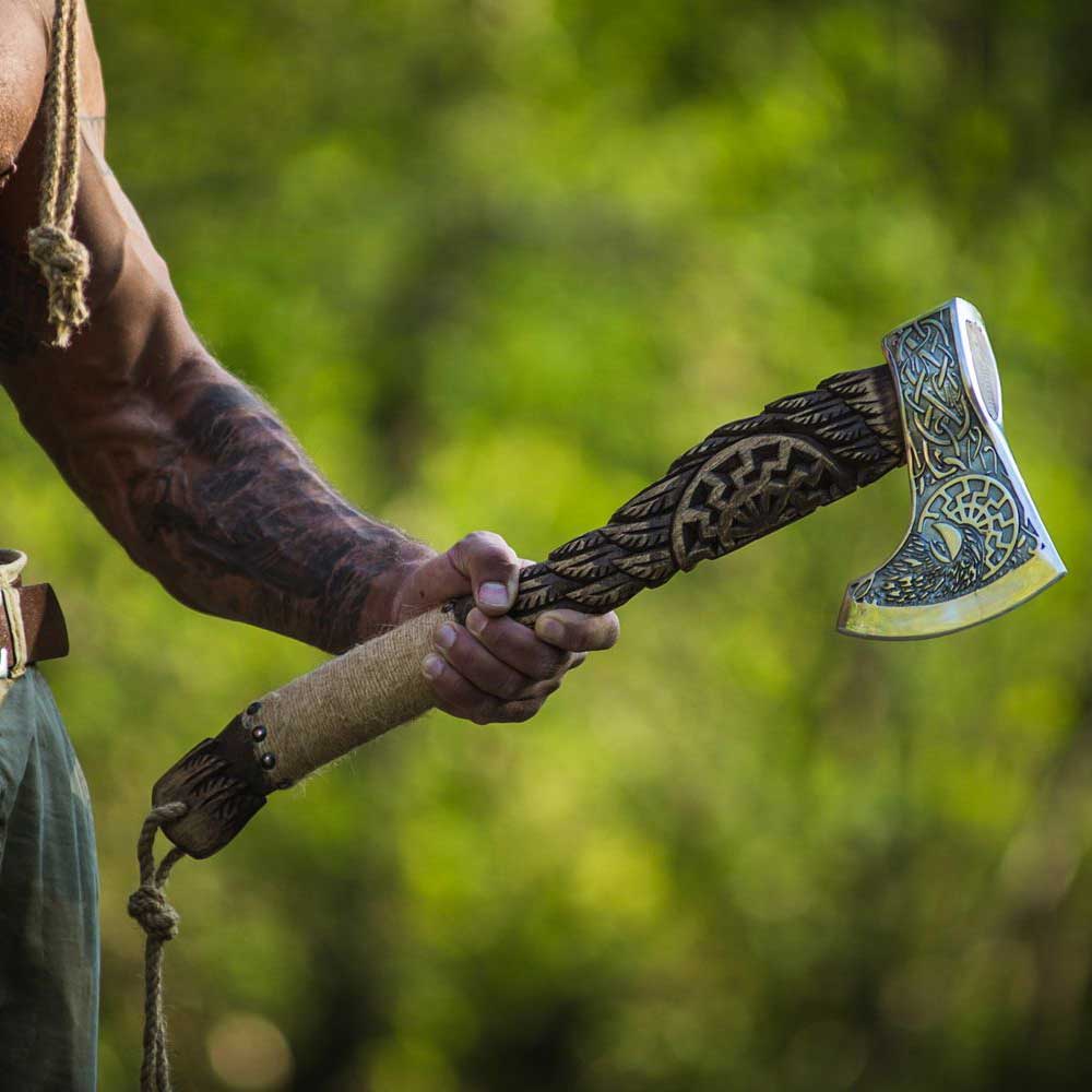 Viking Black Sun Axe Best Viking Camping Hatchet | Wedding Gift, Anniversary Gift, Christmas Gift