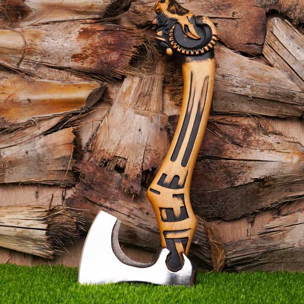 Sculpture Viking Axe With Best Wood Carvings