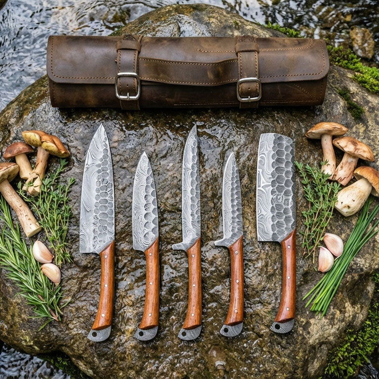 Damascus Kitchen Knife Set - Chef Knife Set