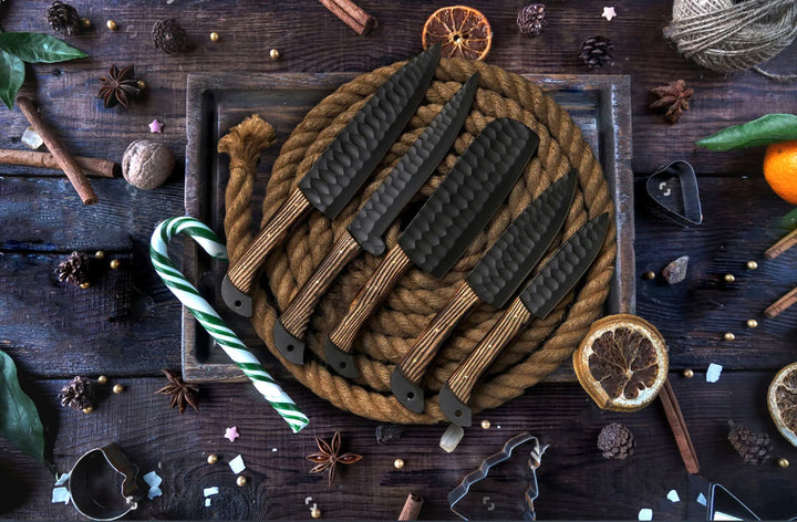 Hand Forged Damascus Steel Chef Set Of 5 Knives