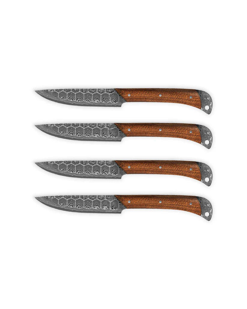 Hand Forged Damascus Steel 4-Piece Steak Set