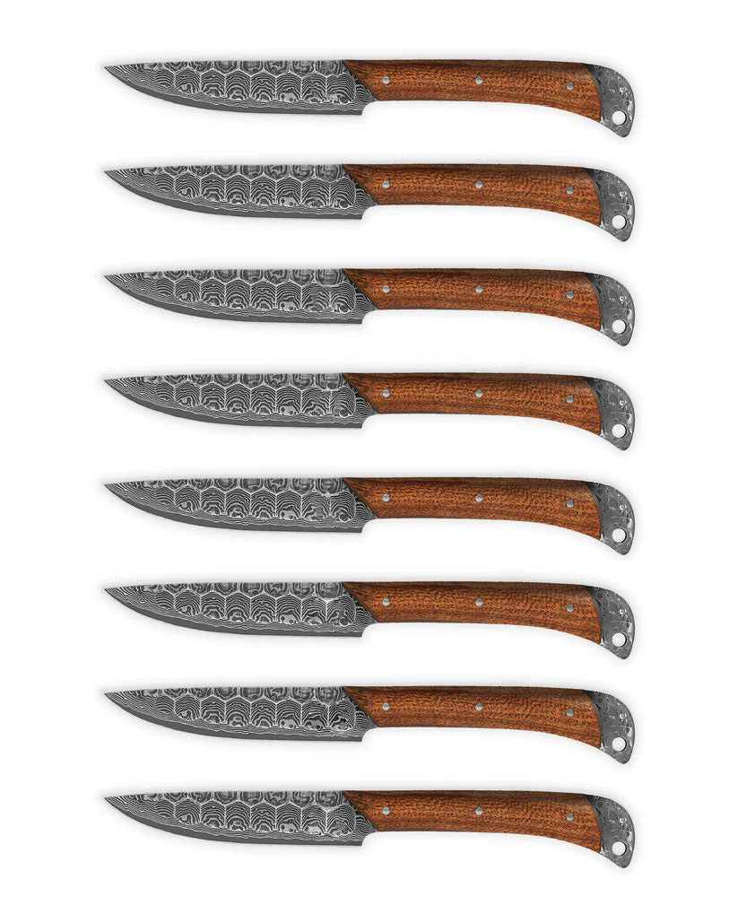 Hand Forged Damascus Steel 8-Piece Steak Set