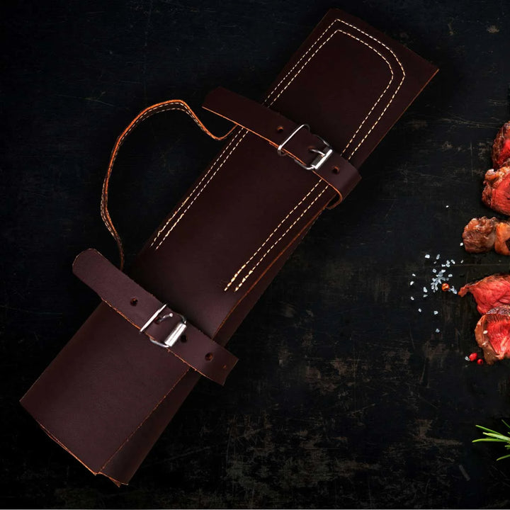 The Amaranthus Custom Hand-Forged Damascus 5-Piece Kitchen Knives Set & Wood Handle