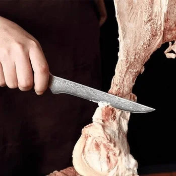 The Iris Forged High Quality Damascus 7 Piece Kitchen Knife Set & Leather Sheath