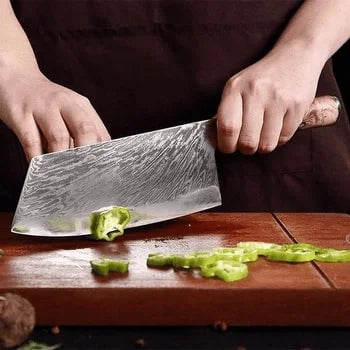 The Iris Forged High Quality Damascus 7 Piece Kitchen Knife Set & Leather Sheath