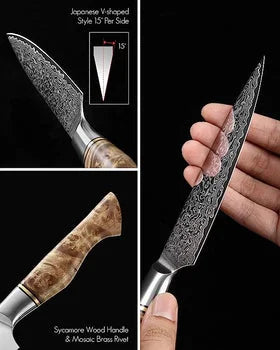 The Orchid Forged High Quality Damascus 5 Pieces Kitchen Knife Set
