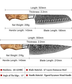 The Orchid Forged High Quality Damascus 5 Pieces Kitchen Knife Set