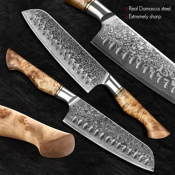 The Orchid Forged High Quality Damascus 5 Pieces Kitchen Knife Set