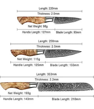 The Orchid Forged High Quality Damascus 5 Pieces Kitchen Knife Set