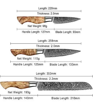 The Orchid Forged High Quality Damascus 5 Pieces Kitchen Knife Set