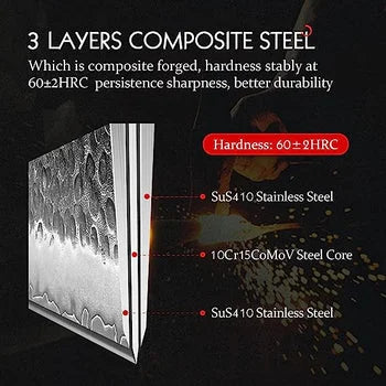 The Prometheus Custom Handmade 4 Pieces Chef Knife Set  & Leather Roll