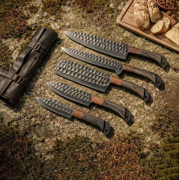 Damascus Steel Chef Knife Set - 5 Piece Professional Kitchen Knives