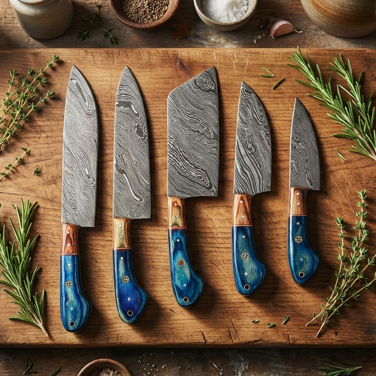 Hand Forged 67 Layers 5 Pieces Kitchen Knife Set & Leather Roll