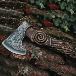 Huginn and Muninn Rune Viking Axe Best Viking Hatchet | Anniversary Gift, Wedding Gift, Birthday Day Gift